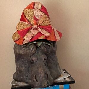 👒 Beautiful Straw Hat with Bow Red, Orange, Yellow w/ BOW EUC